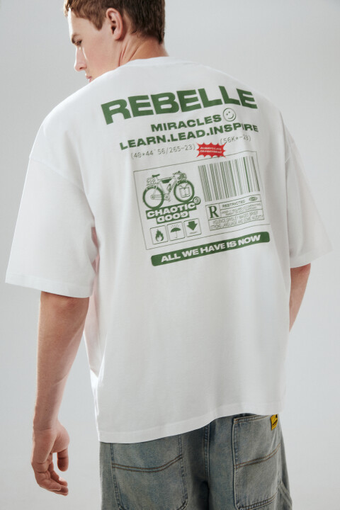 

Футболка oversize с принтом, Белый, Футболка oversize с принтом