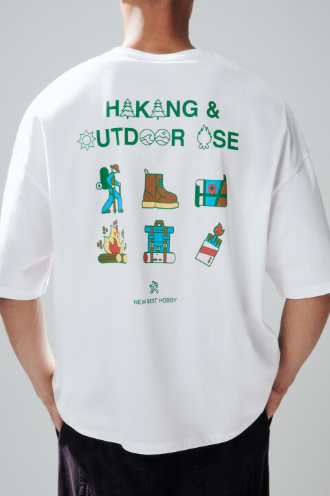 

Футболка oversize с принтом, Белый, Футболка oversize с принтом