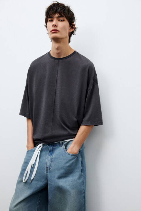 

Футболка oversize с вареным эффектом, Серый, Футболка oversize с вареным эффектом