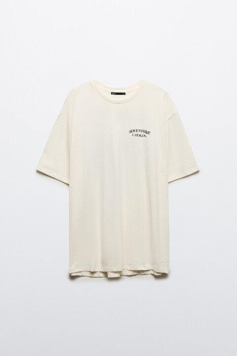 

Футболка oversize с принтом, Бежевый, Футболка oversize с принтом