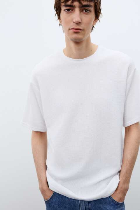 

Футболка из фактурной ткани, Белый, Футболка из фактурной ткани