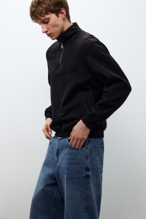 

Толстовка half zip из футера, Черный, Толстовка half zip из футера