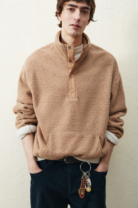 

Толстовка флисовая с карманом, Коричневый, Толстовка флисовая с карманом