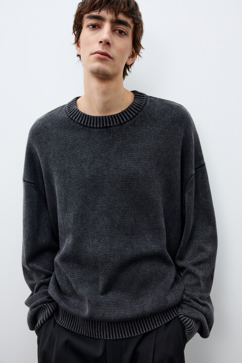 

Джемпер вязаный базовый из хлопка, Черный, Джемпер вязаный базовый из хлопка