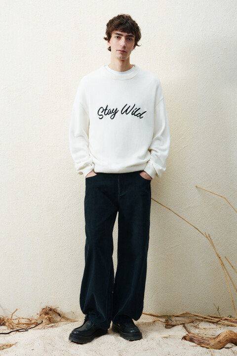 

Джемпер вязаный с надписью, Белый, Джемпер вязаный с надписью