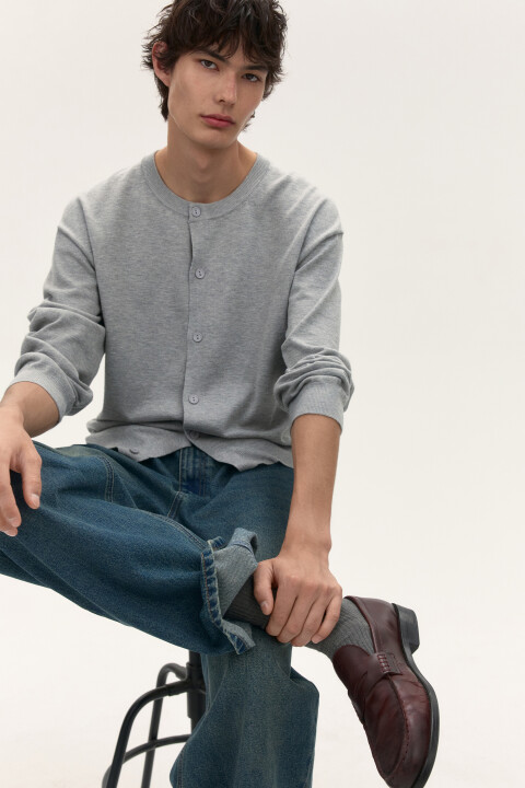 

Кардиган трикотажный на пуговицах, Серый, Кардиган трикотажный на пуговицах