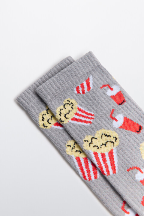 

Носки высокие с принтом еды, Серый, Носки высокие с принтом еды