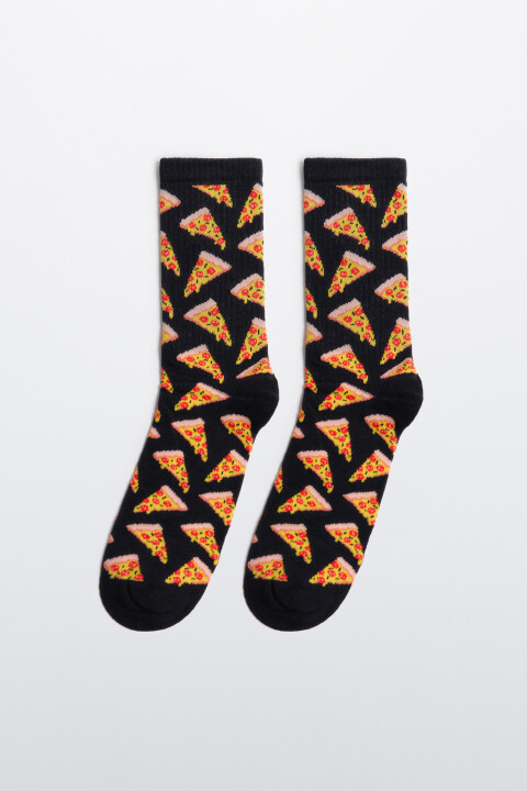 

Носки высокие с принтом еды, Черный, Носки высокие с принтом еды