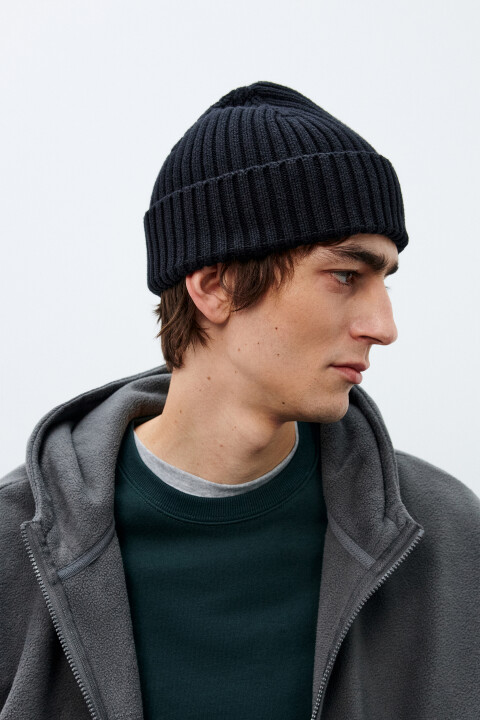 

Шапка в рубчик из хлопка, Черный, Шапка в рубчик из хлопка