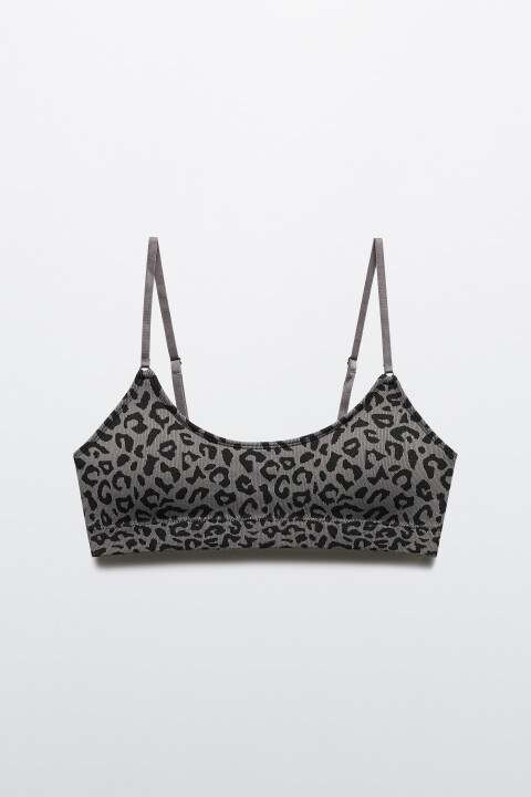 

Бюстгальтер-топ с леопардовым принтом, Серый, Бюстгальтер-топ с леопардовым принтом