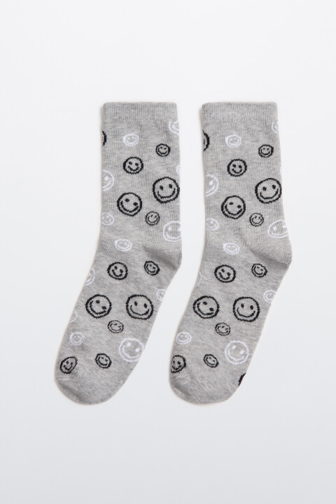 

Носки высокие с принтом, Серый, Носки высокие с принтом