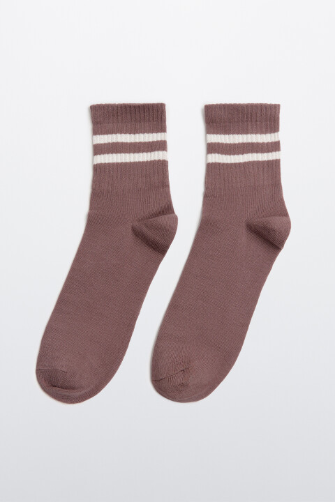 

Носки в рубчик с полосками, Бежевый, Носки в рубчик с полосками