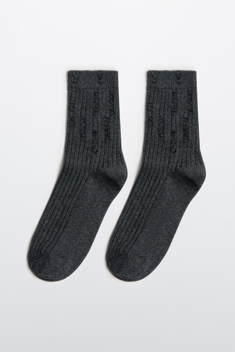 

Носки рваные в рубчик, Серый, Носки рваные в рубчик