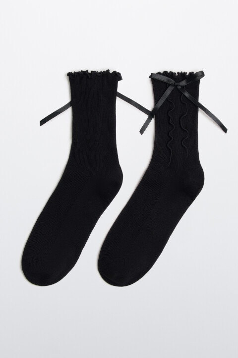 

Носки с оборками и бантиками, Черный, Носки с оборками и бантиками