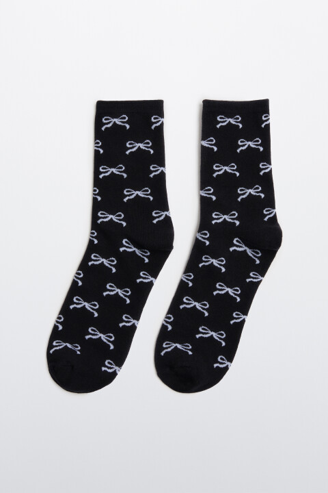 

Носки высокие с принтом-бантиками, Черный, Носки высокие с принтом-бантиками