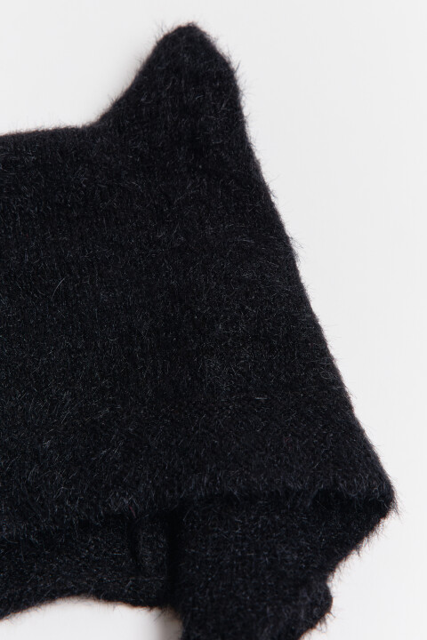 

Шапка-чепчик с ушками и завязками, Черный, Шапка-чепчик с ушками и завязками