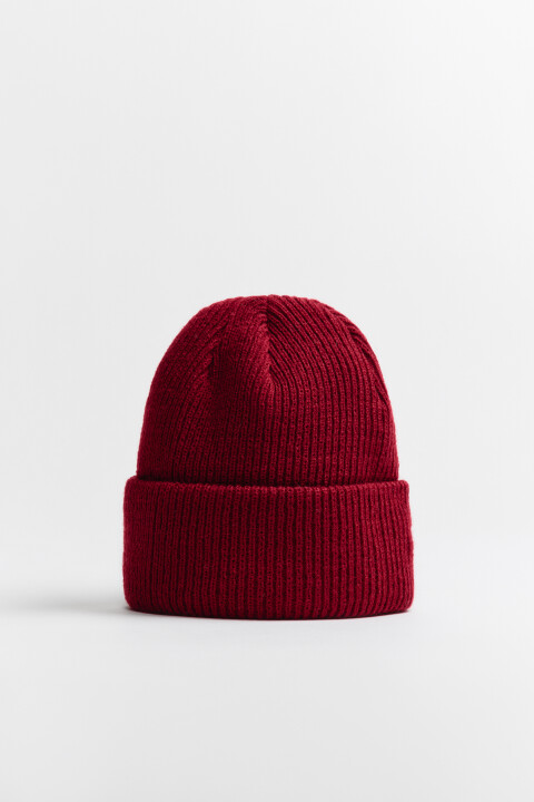 

Шапка унисекс вязаная в рубчик, Бордовый, Шапка унисекс вязаная в рубчик