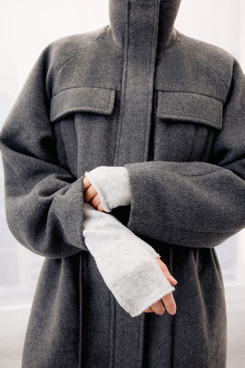 

Митенки трикотажные с шерстью, Серый, Митенки трикотажные с шерстью