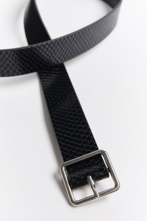 

Ремень с фактурой под рептилию, Черный, Ремень с фактурой под рептилию