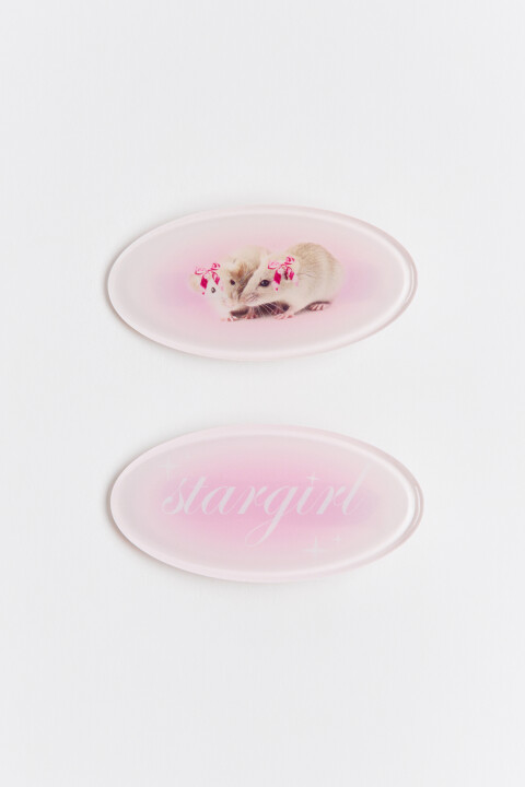 

Набор заколок с принтом y2k (2 штуки), Белый, Набор заколок с принтом y2k (2 штуки)