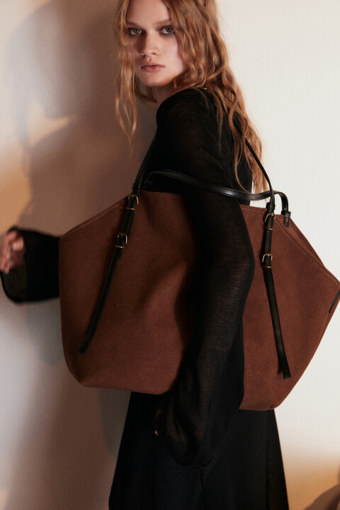 

Сумка-тоут с ручками на плечо, Коричневый, Сумка-тоут с ручками на плечо