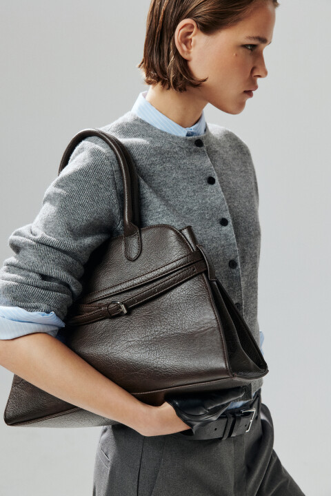 

Сумка-тоут с декоративным ремешком, Коричневый, Сумка-тоут с декоративным ремешком