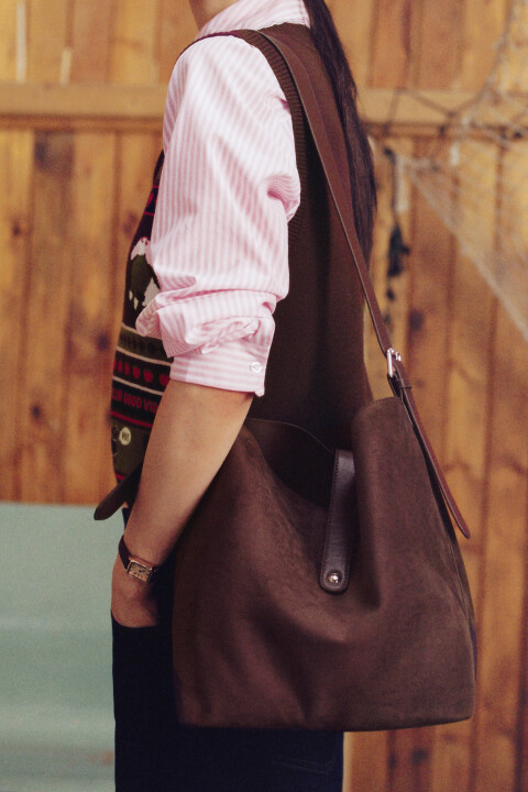 

Сумка-тоут с замшевой фактурой, Коричневый, Сумка-тоут с замшевой фактурой