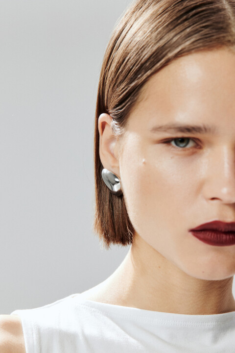 

Серьги-гвоздики из гладкого серебристого металла, Серый, Серьги-гвоздики из гладкого серебристого металла