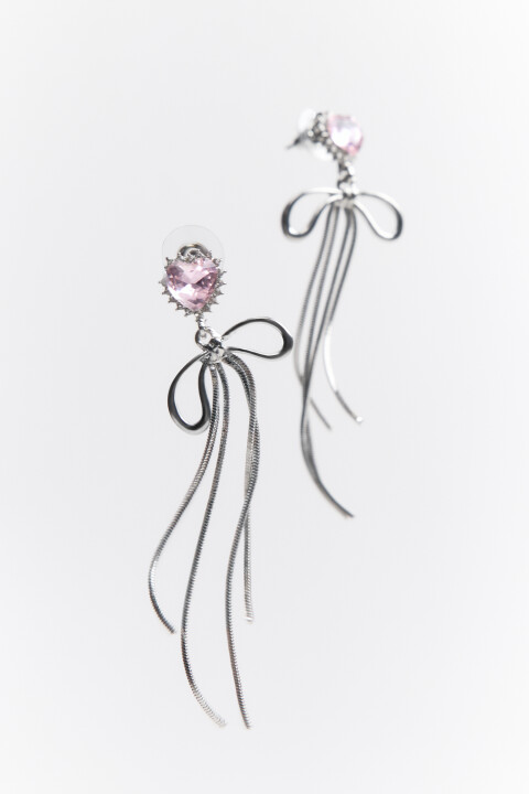 

Серьги-бантики с кристаллами, Серый, Серьги-бантики с кристаллами