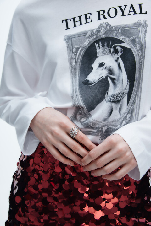 

Кольцо с узором и стразами, Серый, Кольцо с узором и стразами