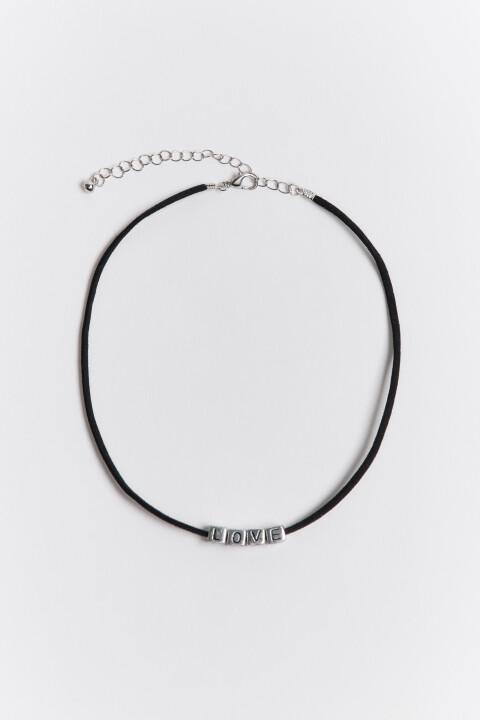 

Колье-шнурок с надписью, Серый, Колье-шнурок с надписью