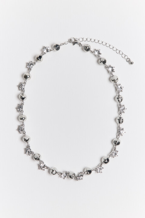 

Цепочка с бусинами и кристаллами, Серый, Цепочка с бусинами и кристаллами