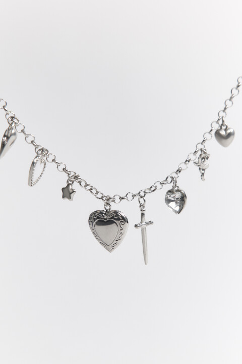 

Цепочка с подвесками и кристаллами, Серый, Цепочка с подвесками и кристаллами