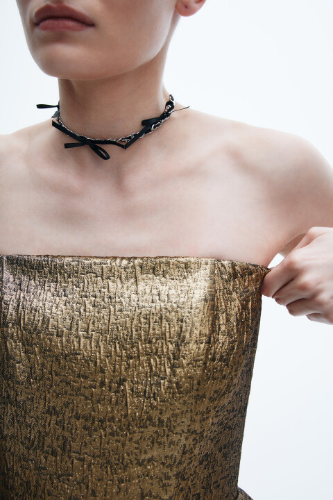 

Колье-чокер с цепочкой и бантиками, Серый, Колье-чокер с цепочкой и бантиками