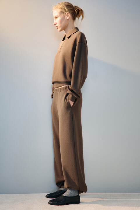 

Брюки из трикотажа в рубчик, Бежевый, Брюки из трикотажа в рубчик