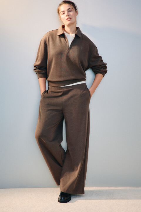 

Брюки из трикотажа в рубчик, Бежевый, Брюки из трикотажа в рубчик