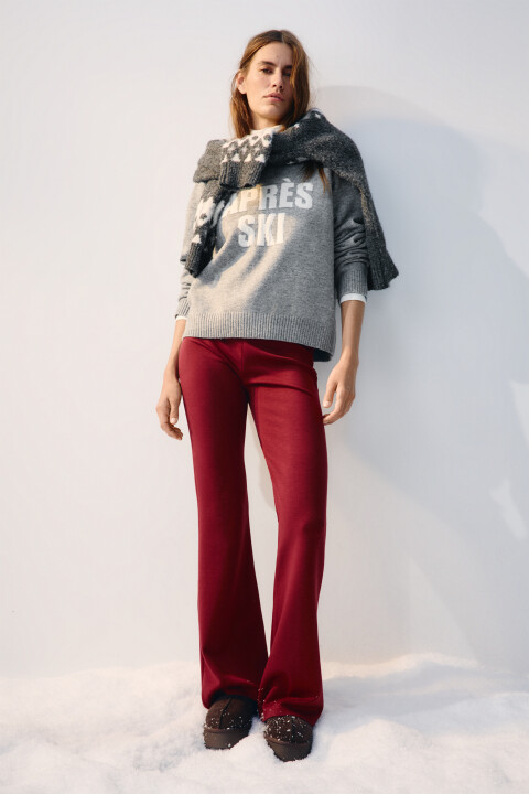 

Брюки клеш трикотажные, Бордовый, Брюки клеш трикотажные