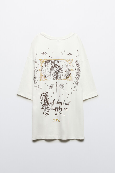 

Футболка хлопковая с принтом, Бежевый, Футболка хлопковая с принтом