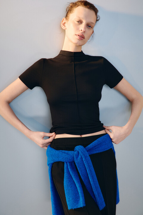 

Футболка вискозная с воротником, Черный, Футболка вискозная с воротником