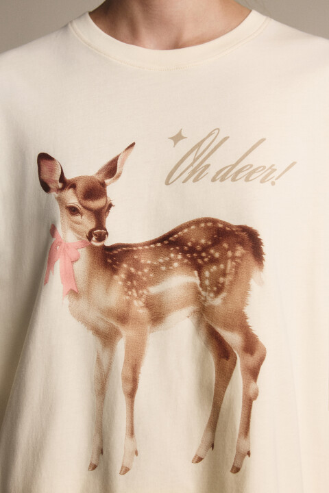 

Футболка свободная с принтом, Коричневый, Футболка свободная с принтом