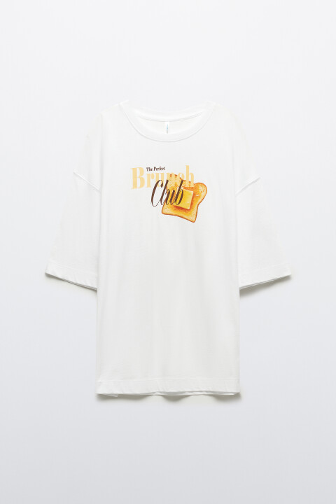 

Футболка свободная с принтом, Коричневый, Футболка свободная с принтом