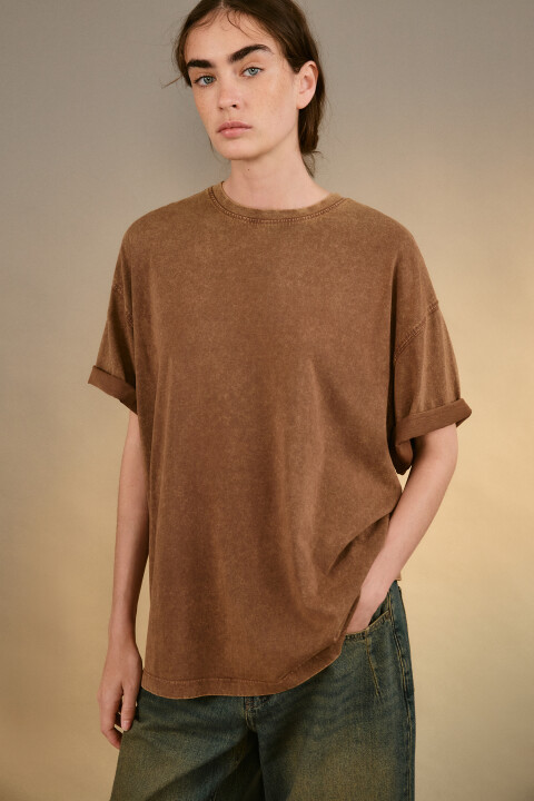 

Футболка с вареным эффектом, Коричневый, Футболка с вареным эффектом