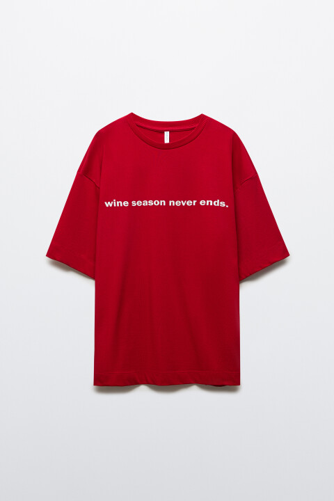 

Футболка oversize плотная с принтом, Красный, Футболка oversize плотная с принтом