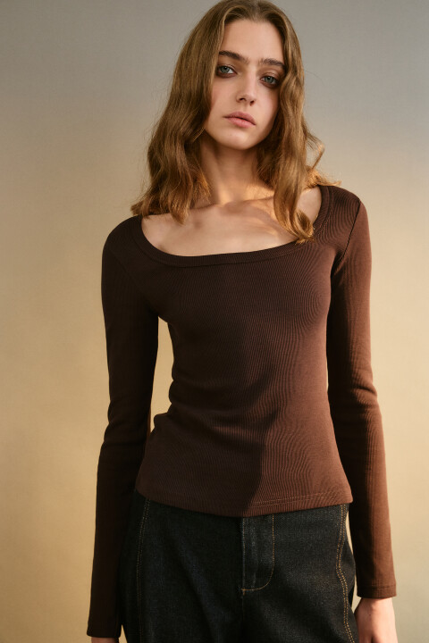 

Лонгслив облегающий в рубчик, Молочный, Лонгслив облегающий в рубчик