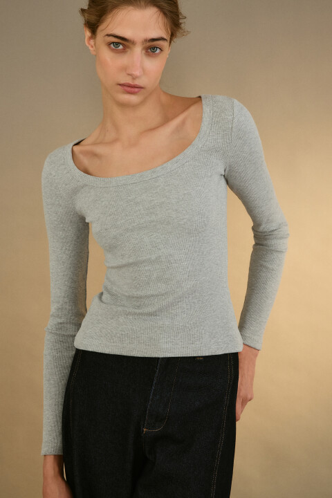 

Лонгслив облегающий в рубчик, Серый, Лонгслив облегающий в рубчик