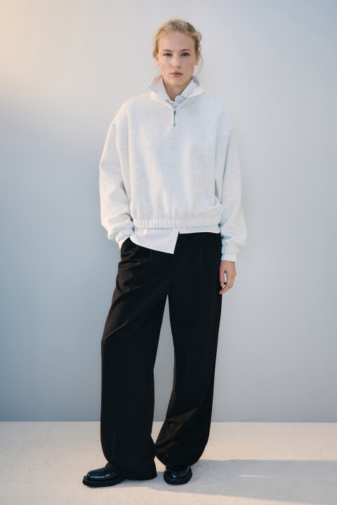 

Толстовка half zip утепленная, Серый, Толстовка half zip утепленная