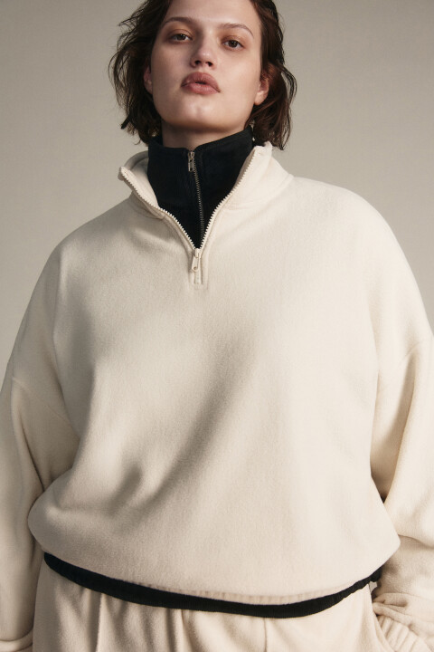 

Толстовка на молнии флисовая, Бежевый, Толстовка на молнии флисовая