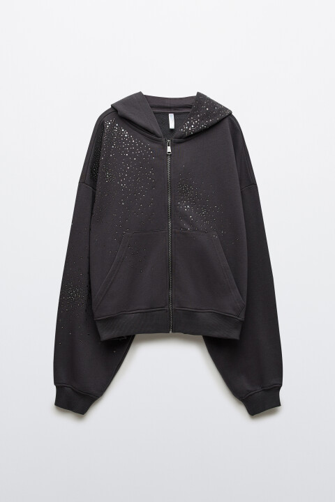 

Худи-зипка со стразами, Серый, Худи-зипка со стразами