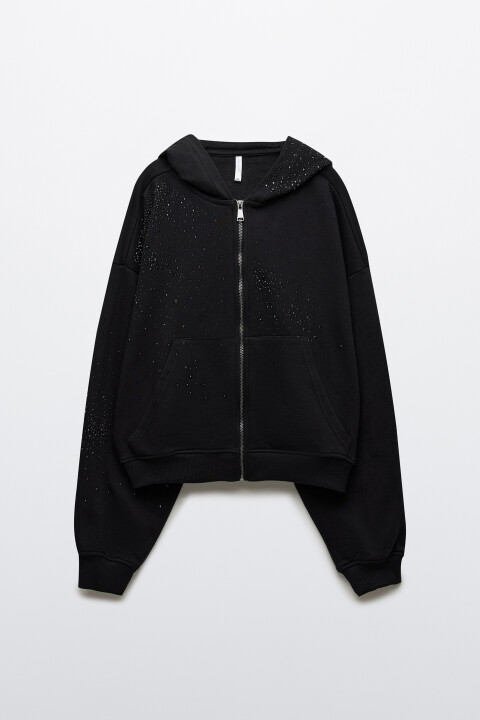 

Худи-зипка со стразами, Черный, Худи-зипка со стразами