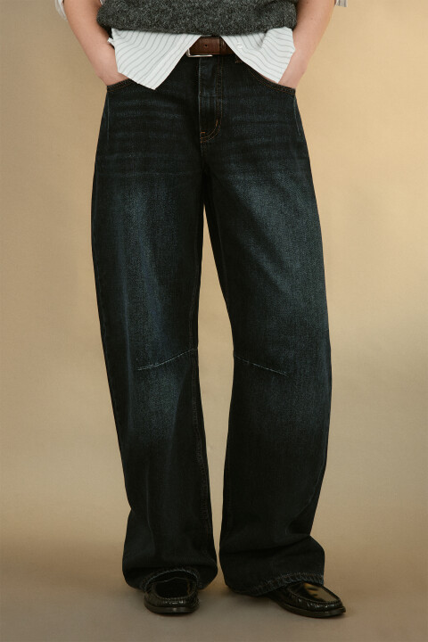 

Джинсы-баллон со средней посадкой, Синий, Джинсы-баллон со средней посадкой